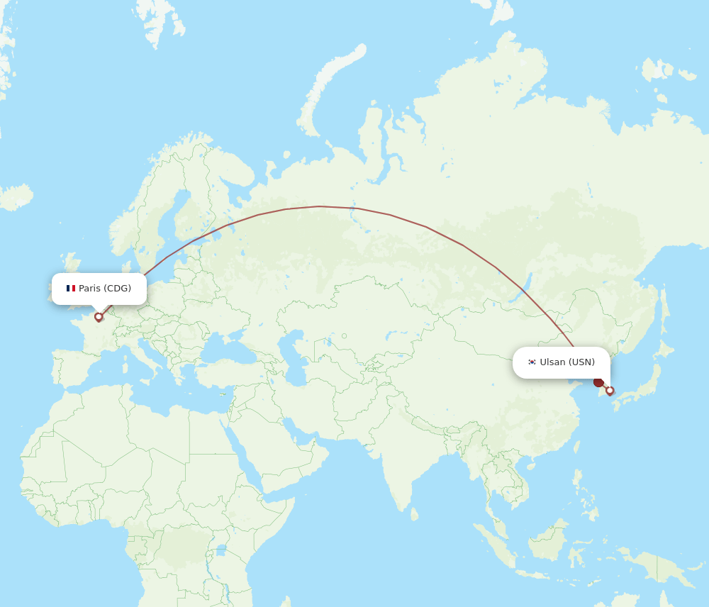 CDG to USN flights and routes map