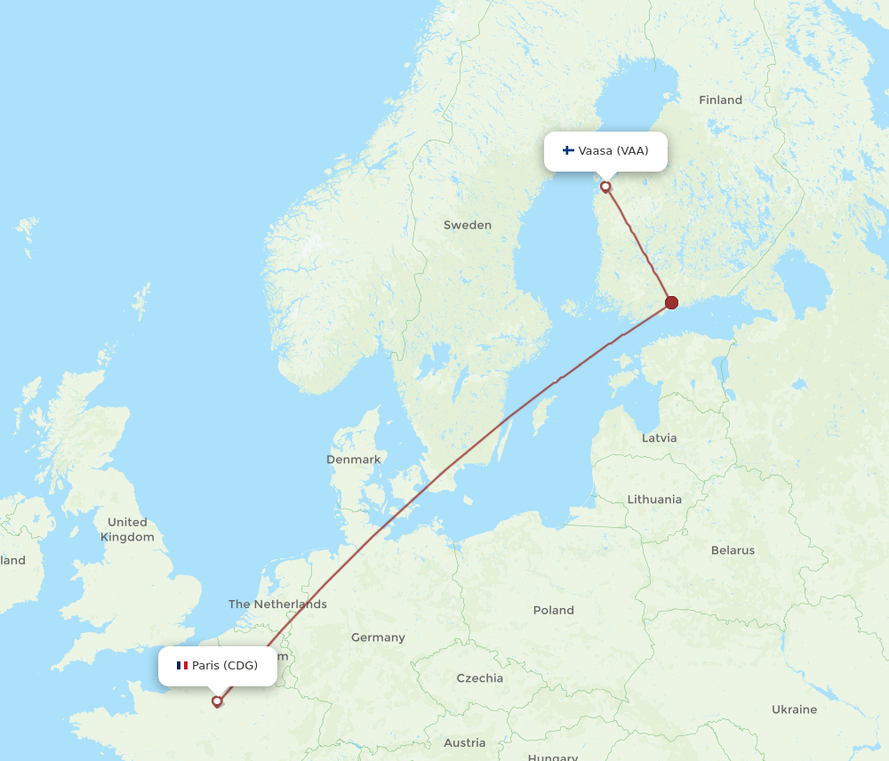 CDG-VAA flight routes