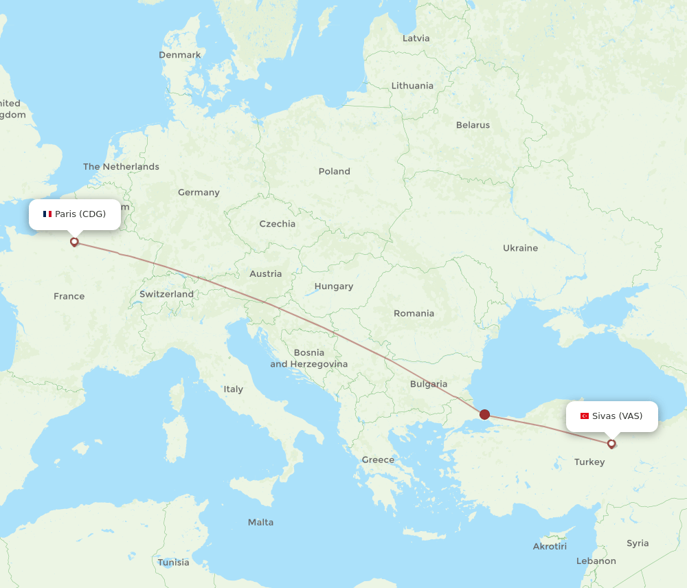 CDG-VAS flight routes