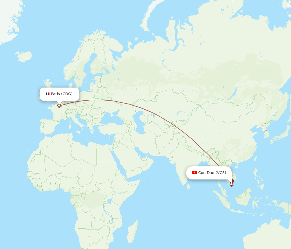 CDG-VCS flight routes
