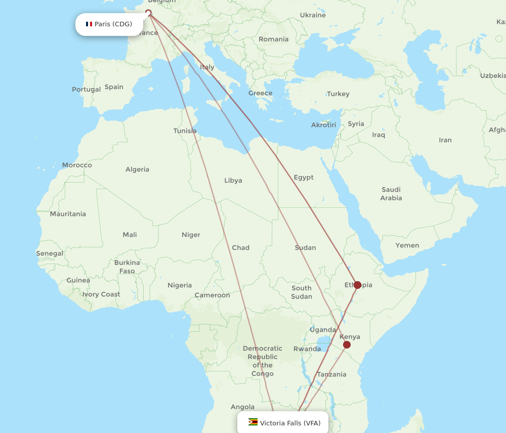 CDG-VFA flight routes