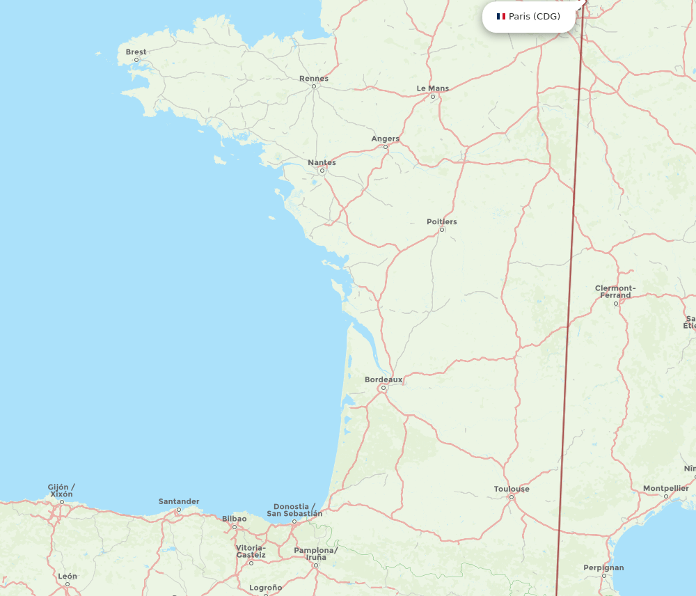 CDG-VLL flight routes