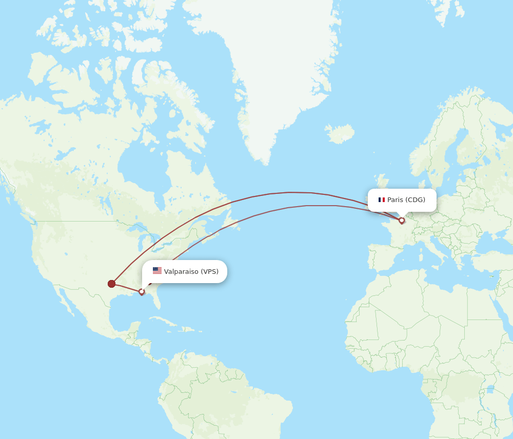 CDG-VPS flight routes