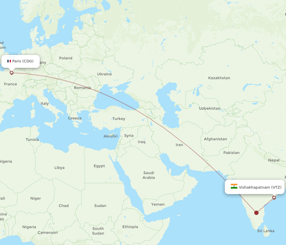 CDG-VTZ flight routes