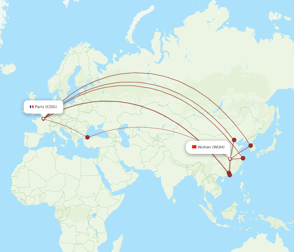 CDG-WUH flight routes