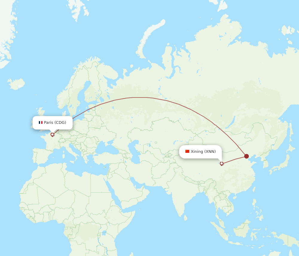 CDG-XNN flight routes