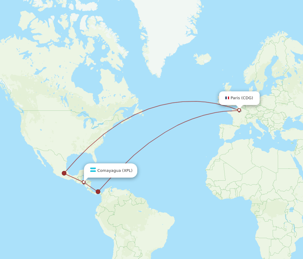 CDG-XPL flight routes