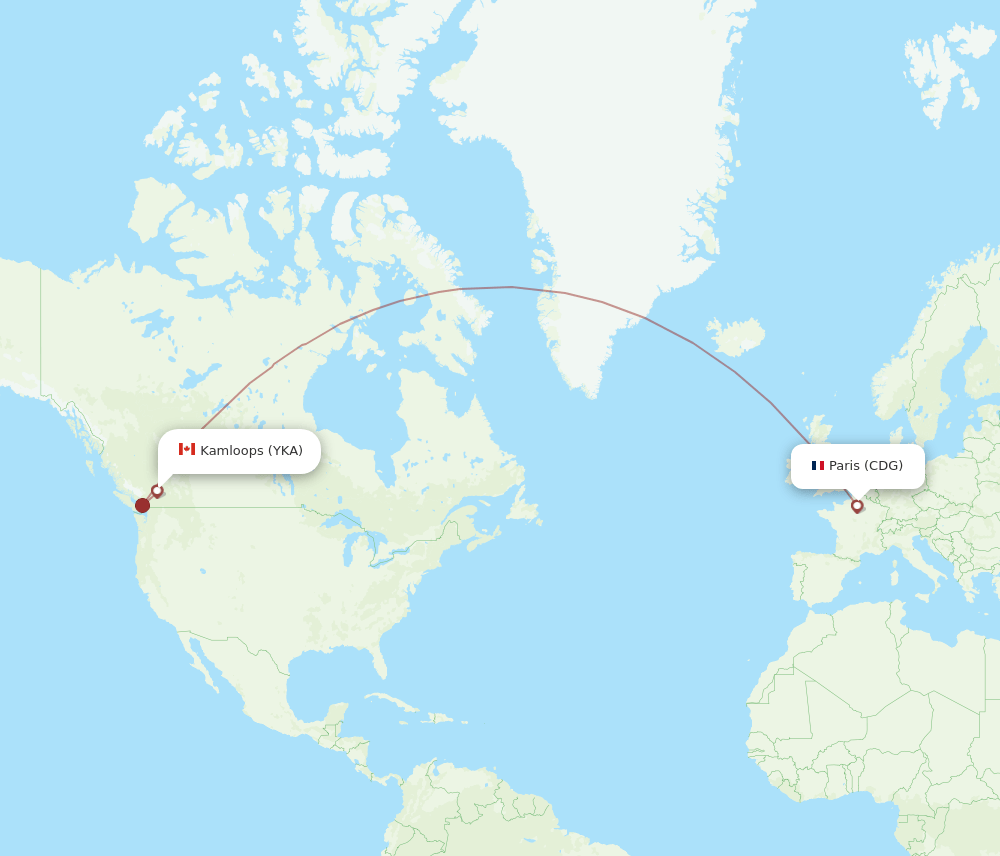 CDG-YKA flight routes