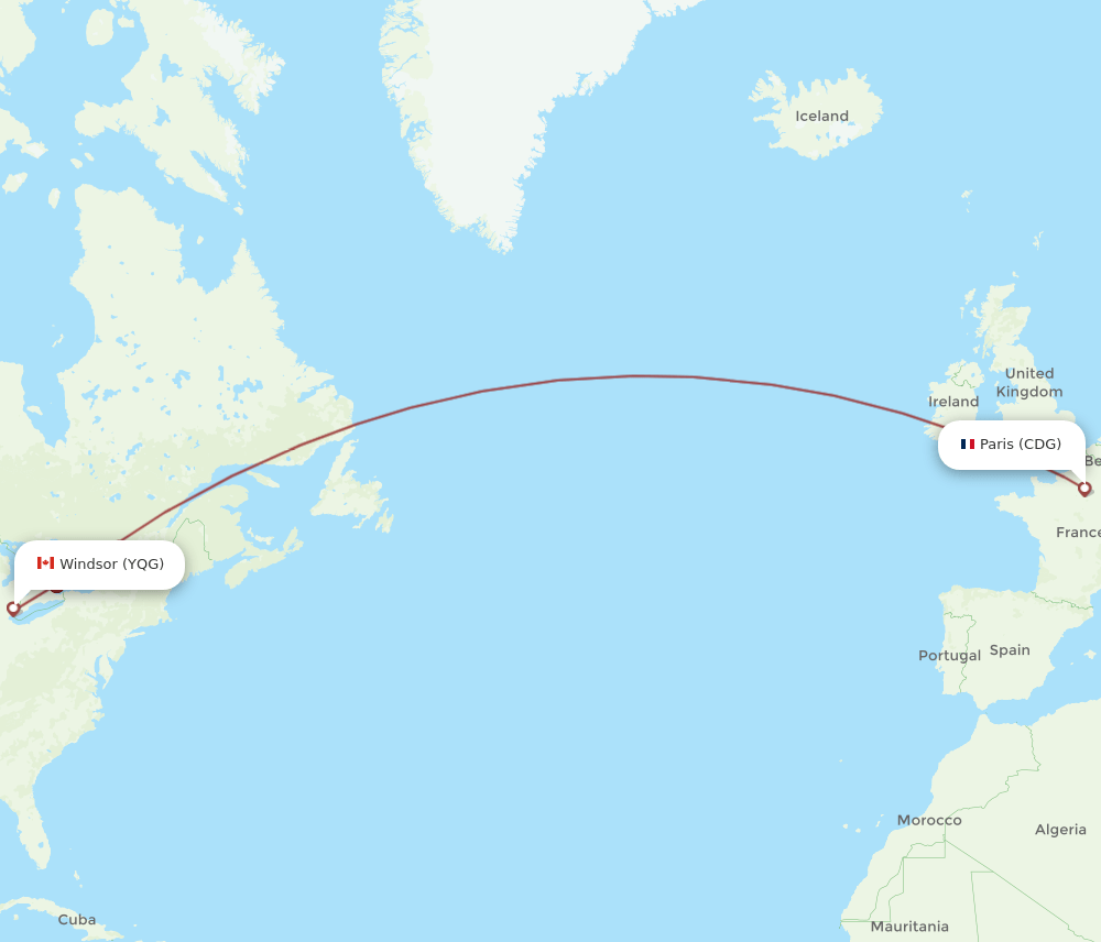 CDG-YQG flight routes
