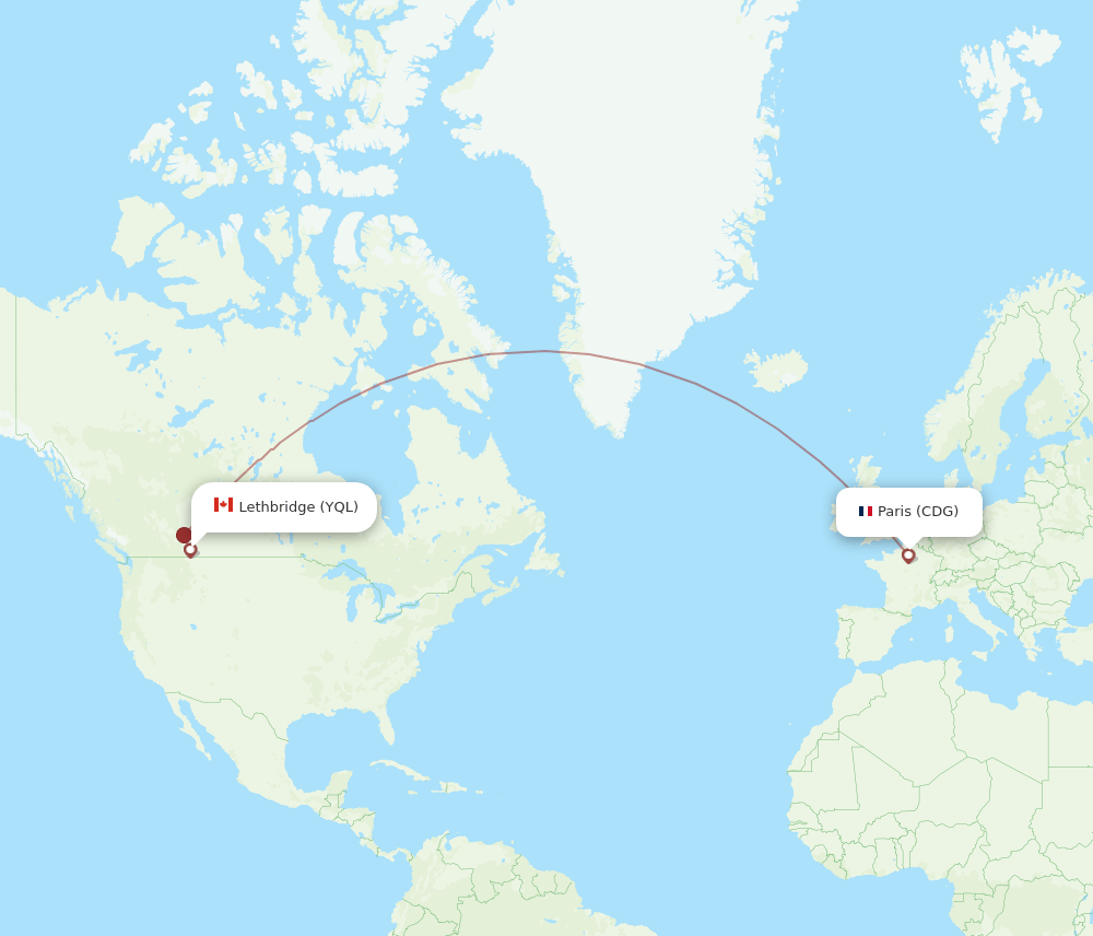 CDG-YQL flight routes