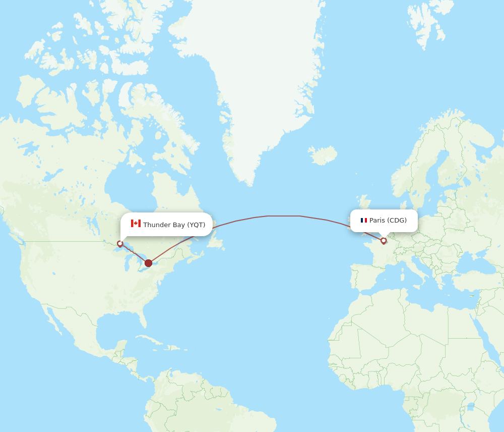 CDG-YQT flight routes
