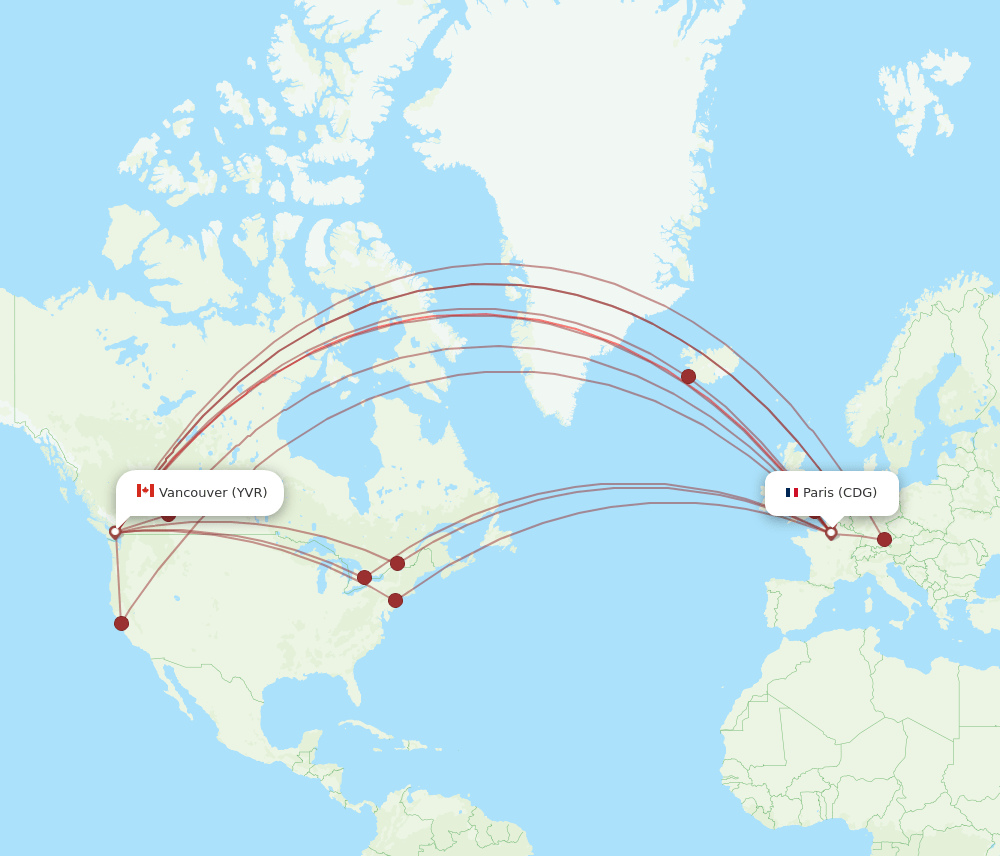 CDG-YVR flight routes