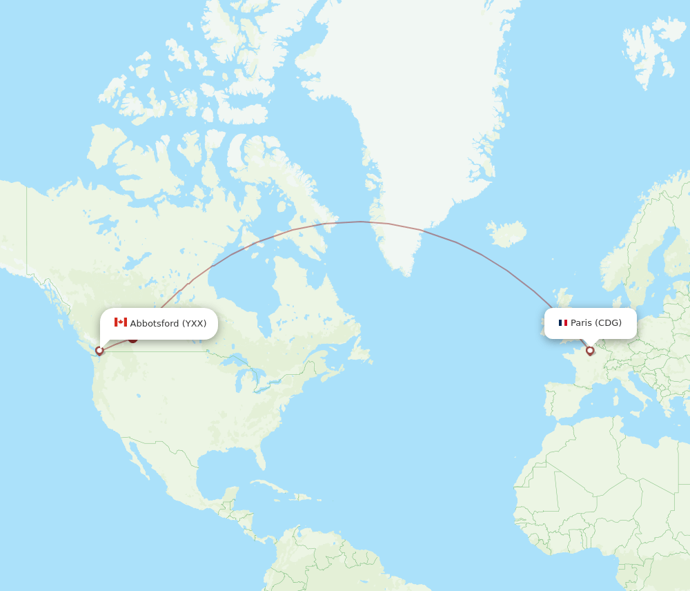 CDG-YXX flight routes