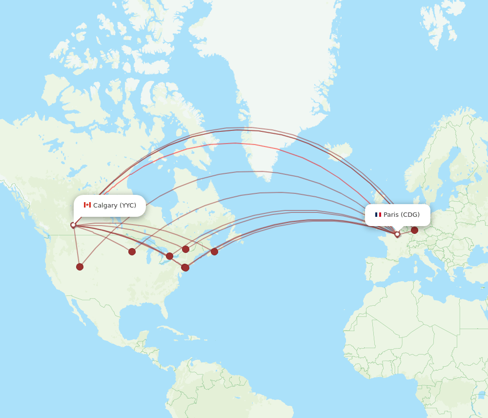 CDG-YYC flight routes