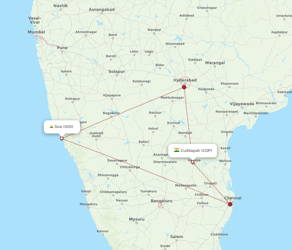 CDP to GOI flights and routes map