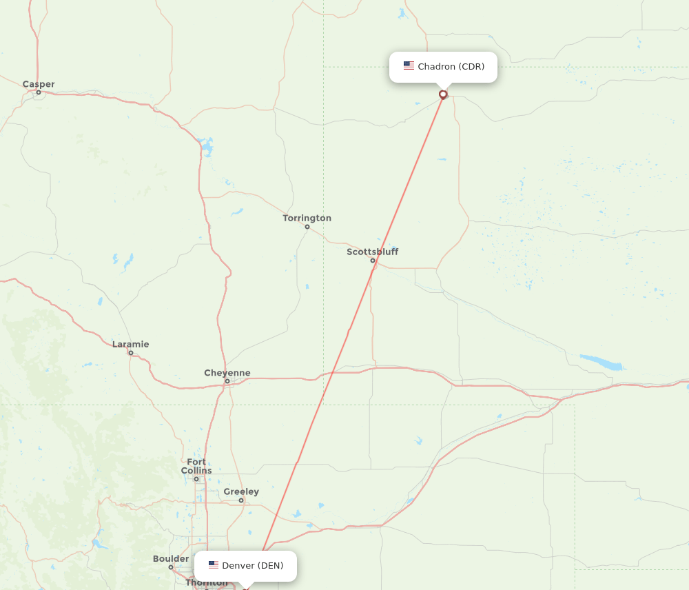 CDR to DEN flights and routes map
