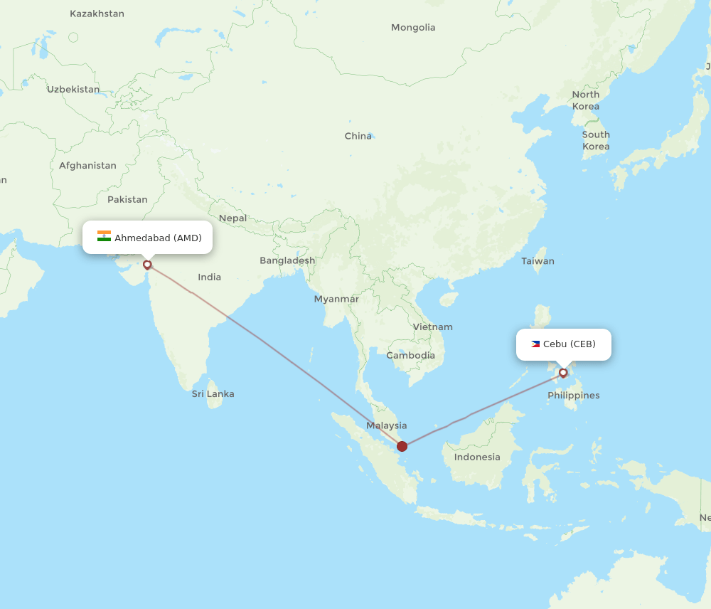 CEB-AMD flight routes