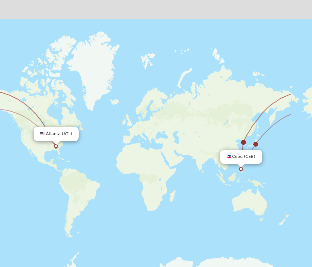 CEB to ATL flights and routes map