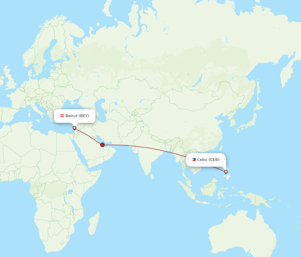 CEB to BEY flights and routes map