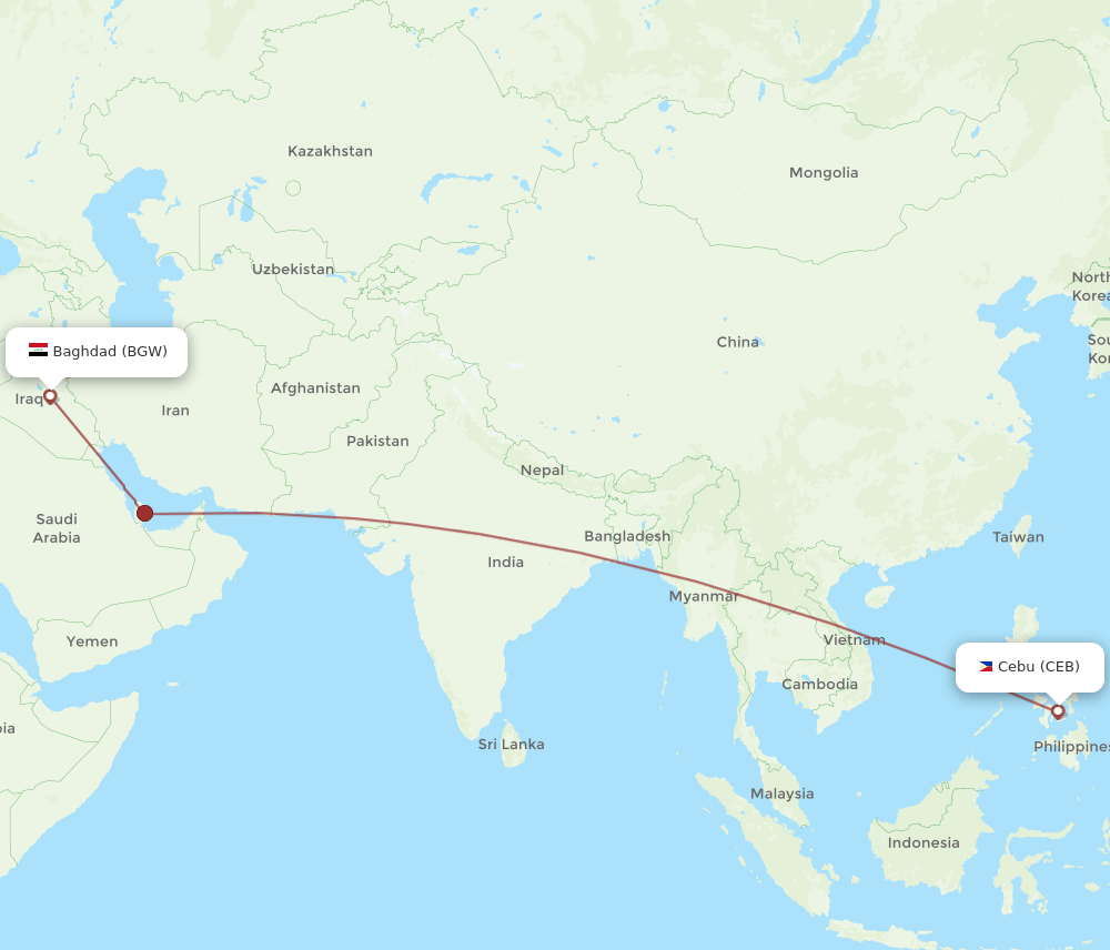 CEB-BGW flight routes