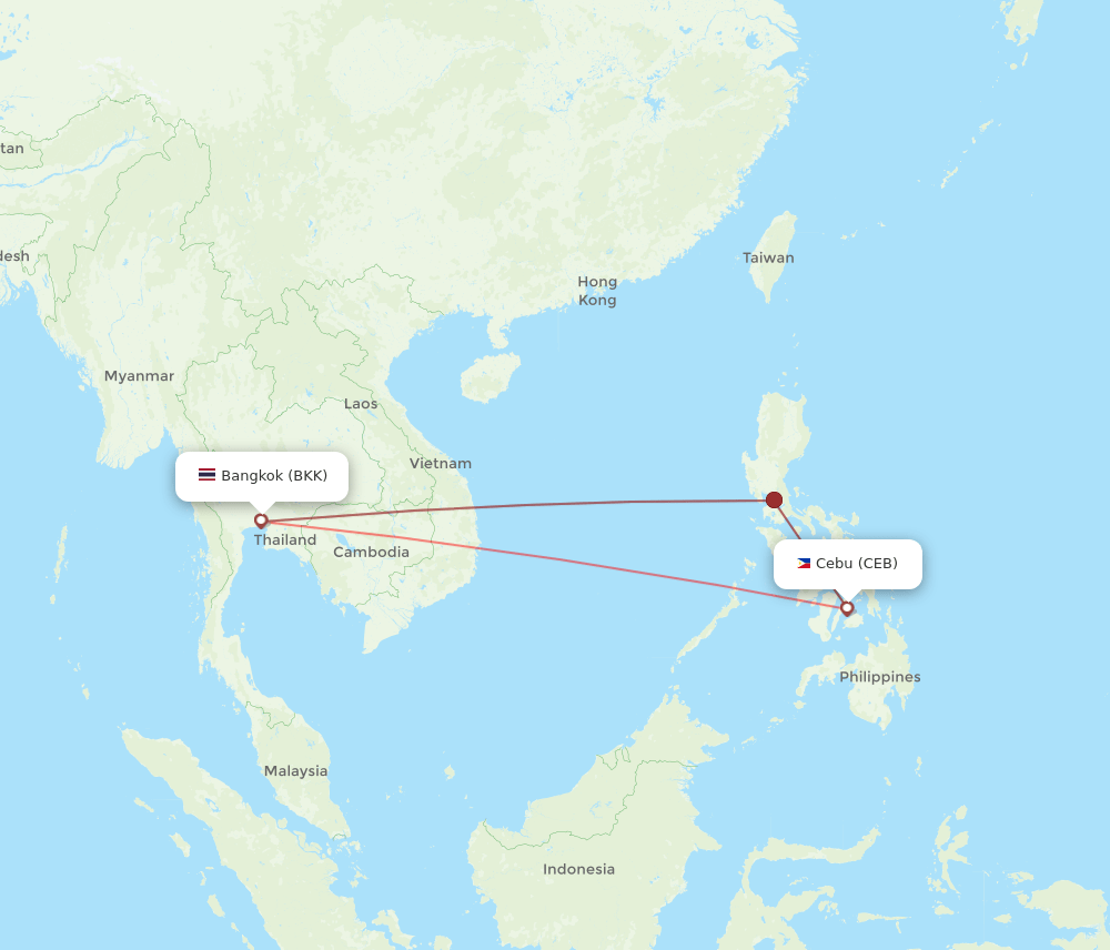 CEB to BKK flights and routes map