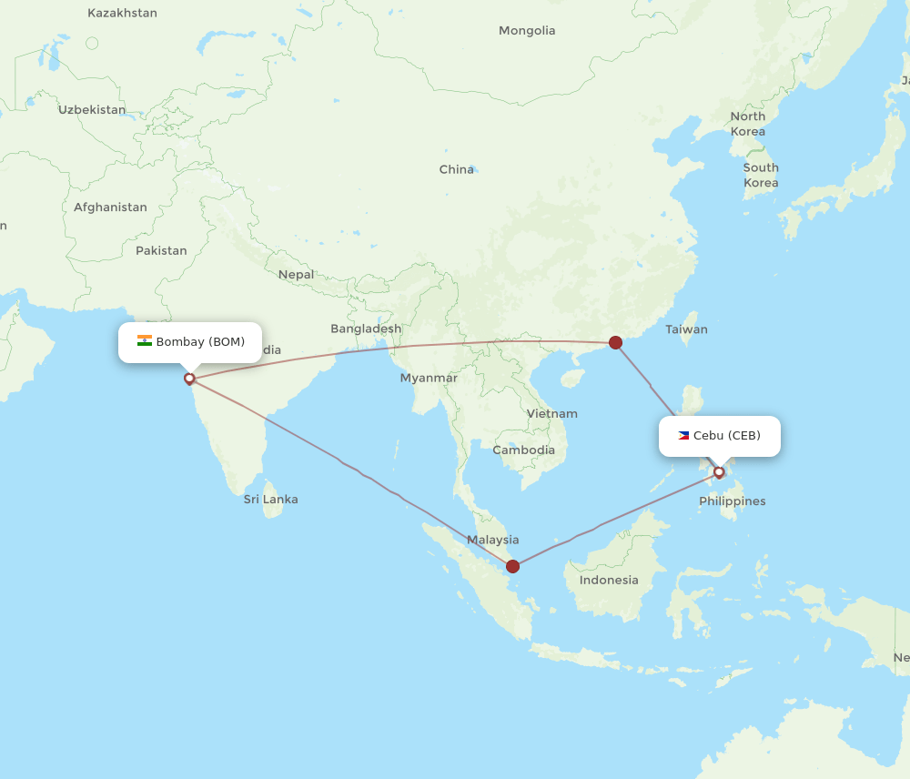 CEB-BOM flight routes