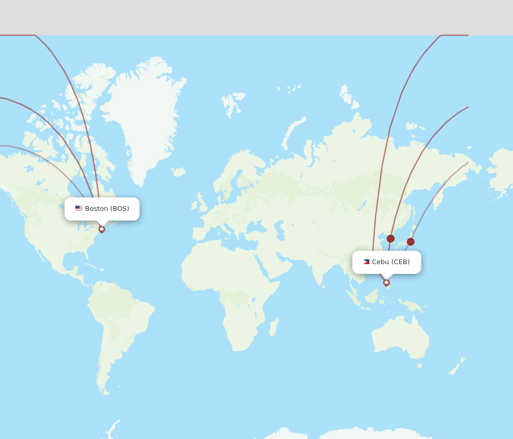 CEB to BOS flights and routes map