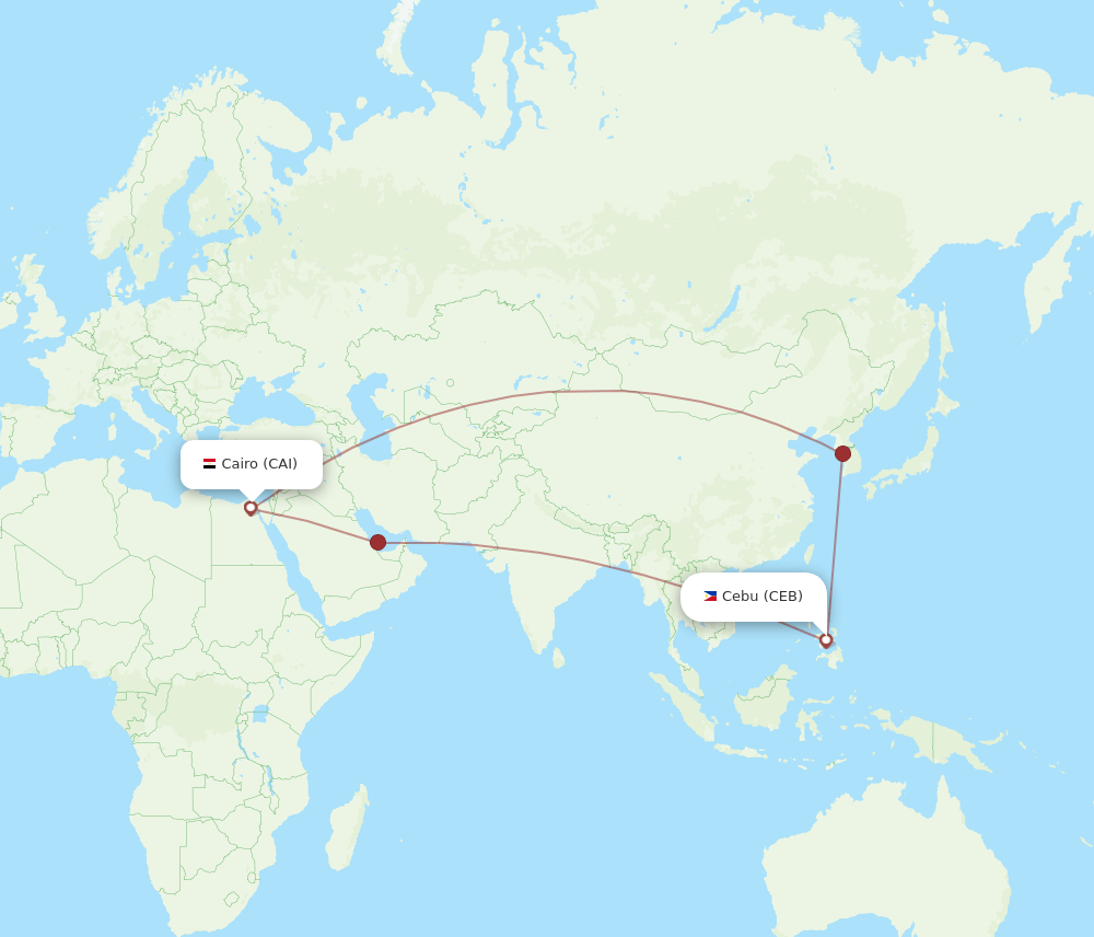 CEB to CAI flights and routes map