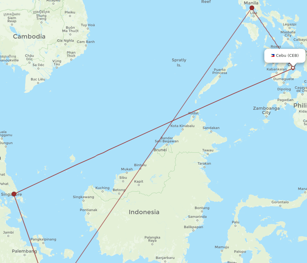 CEB to CGK flights and routes map