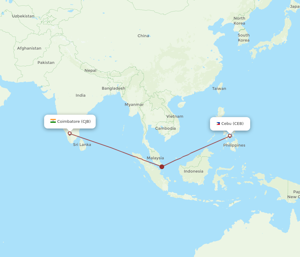 CEB-CJB flight routes