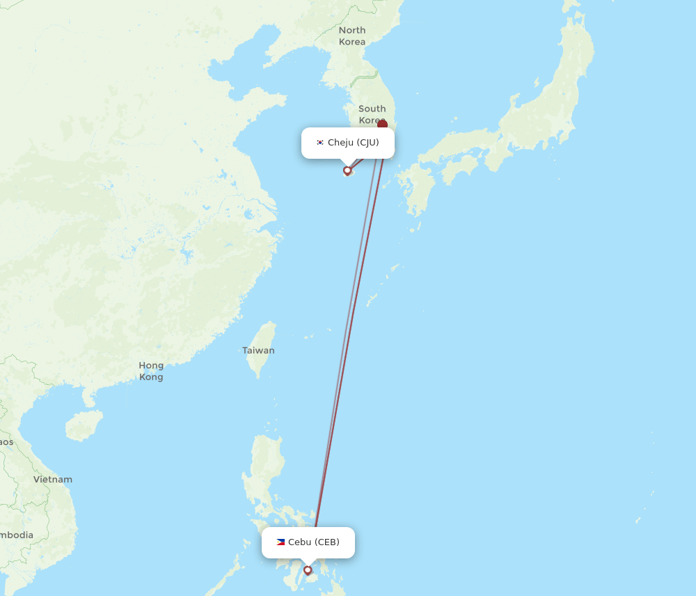 CEB to CJU flights and routes map