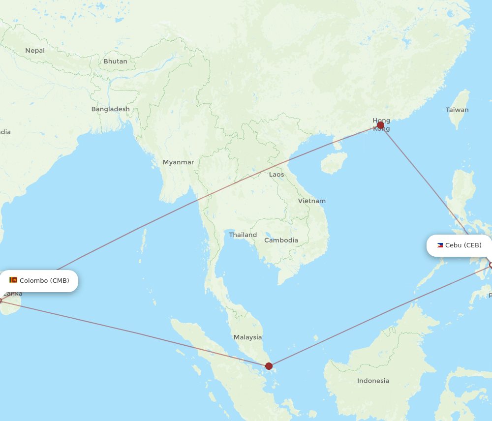CEB-CMB flight routes