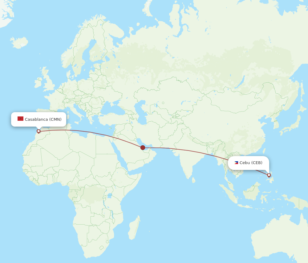 CEB to CMN flights and routes map