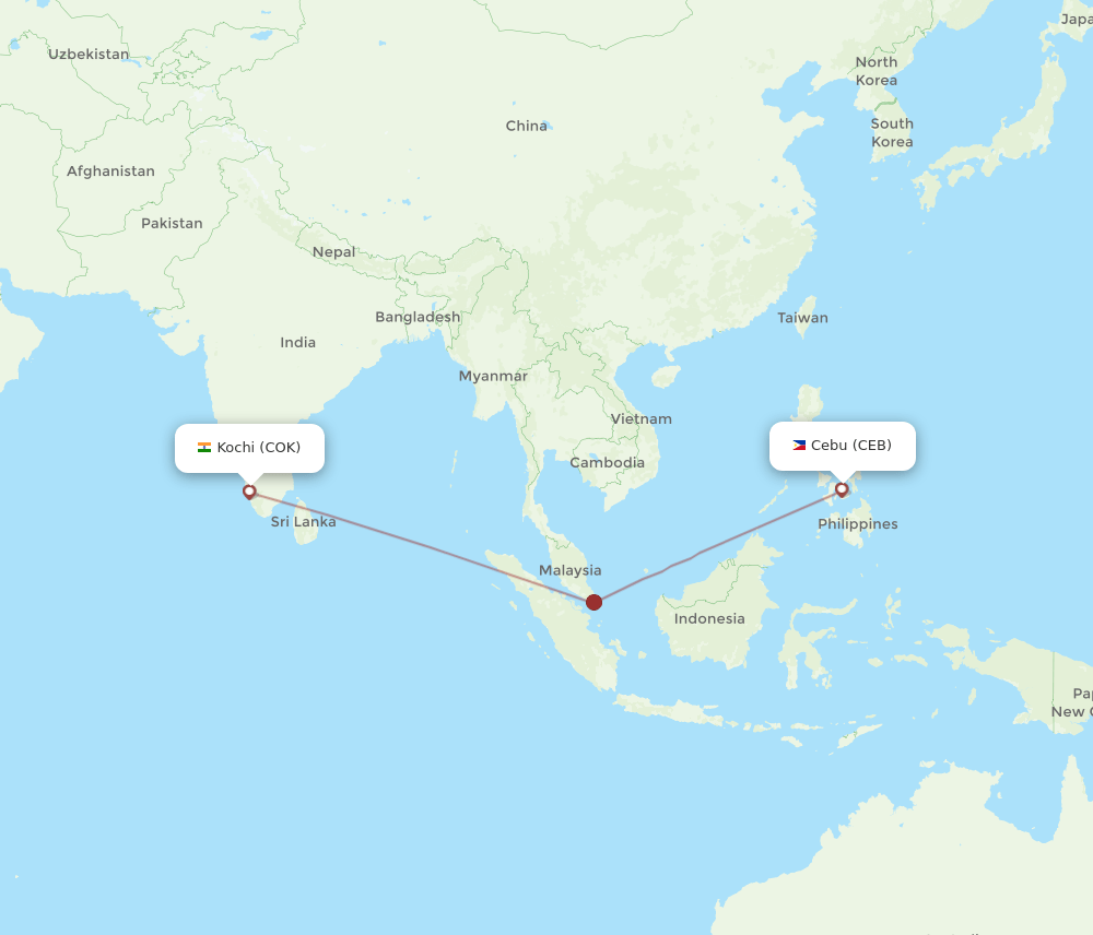 CEB-COK flight routes
