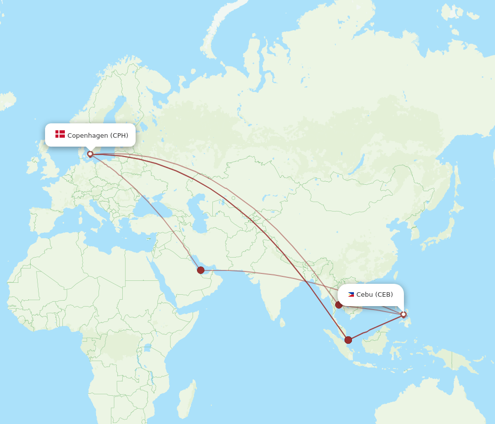 CEB-CPH flight routes