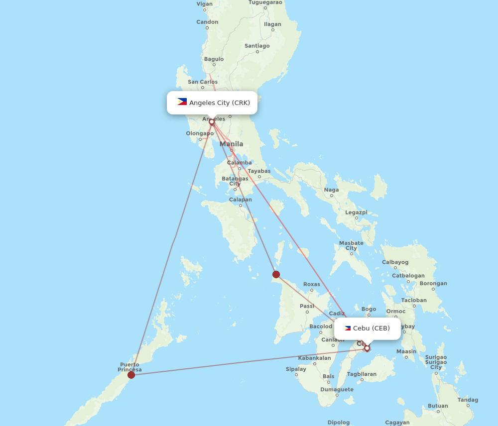 CEB to CRK flights and routes map