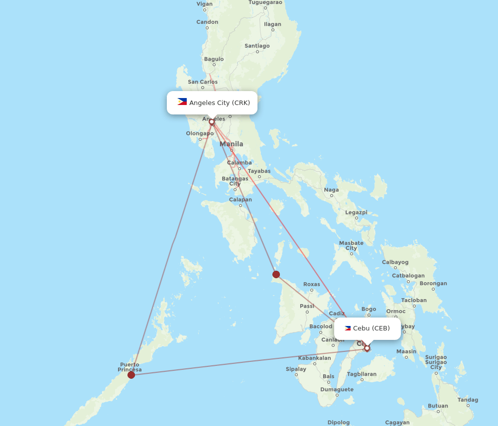 CEB to CRK flights and routes map