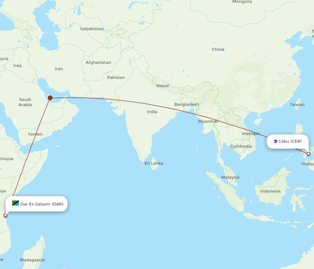 CEB-DAR flight routes