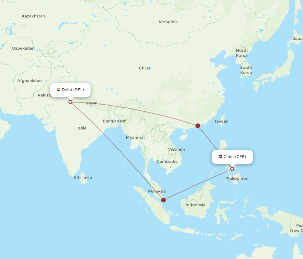 CEB-DEL flight routes