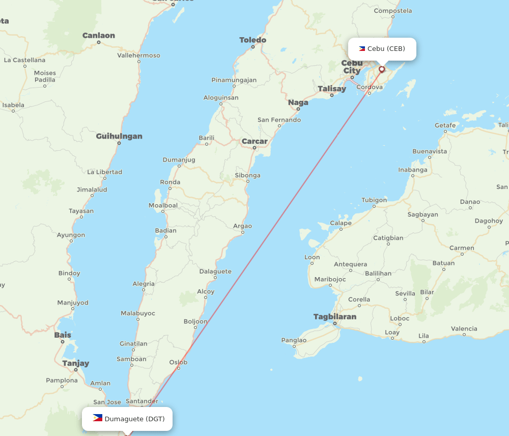 CEB to DGT flights and routes map