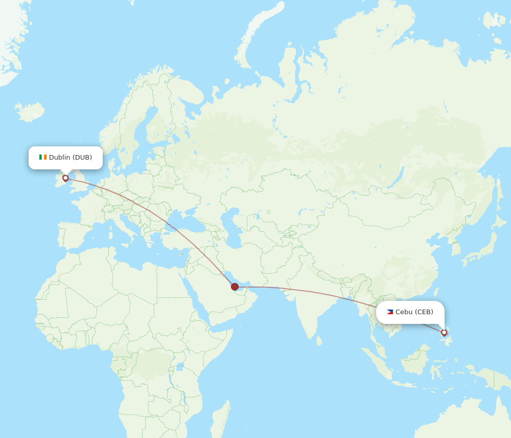 CEB to DUB flights and routes map