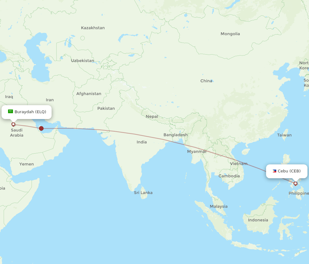 CEB to ELQ flights and routes map