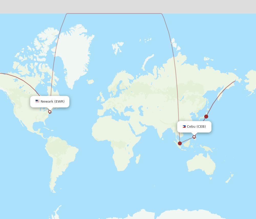 CEB-EWR flight routes