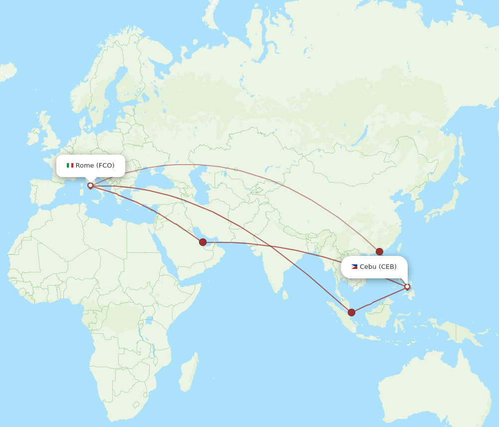 CEB to FCO flights and routes map
