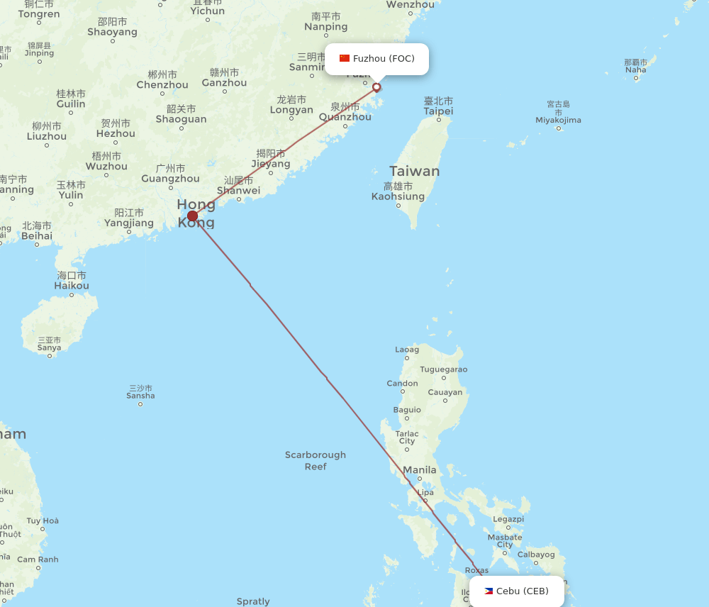 CEB-FOC flight routes