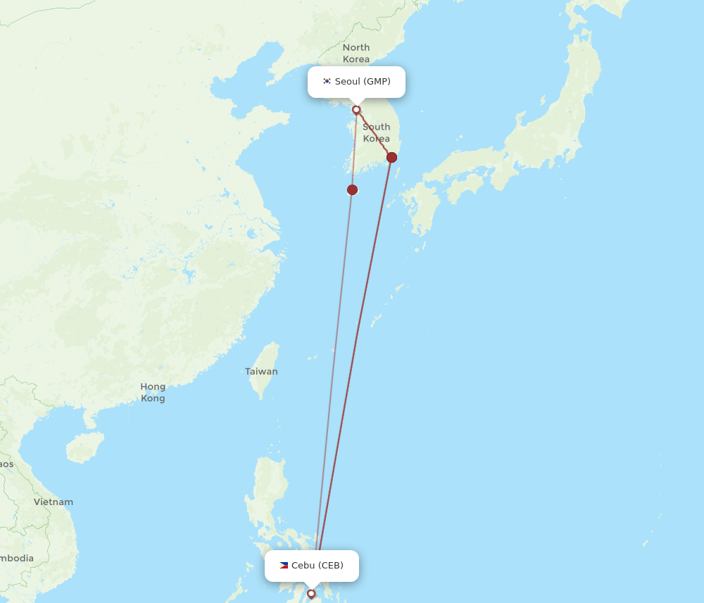 CEB to GMP flights and routes map