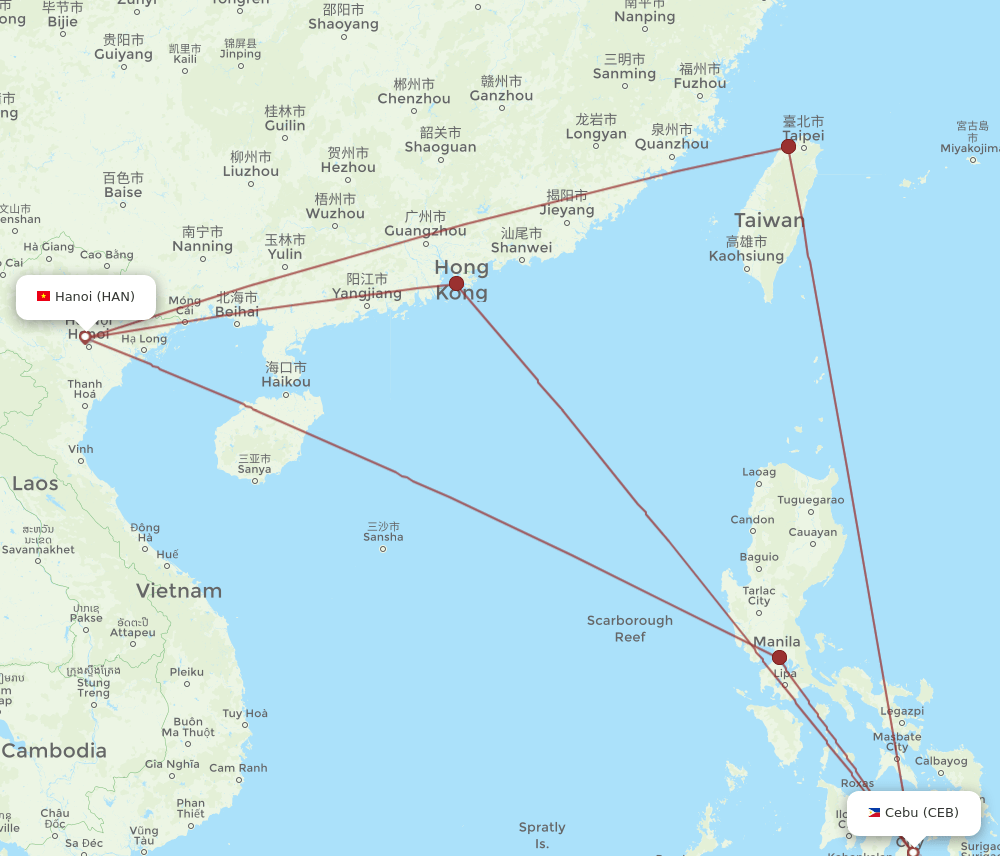 CEB-HAN flight routes