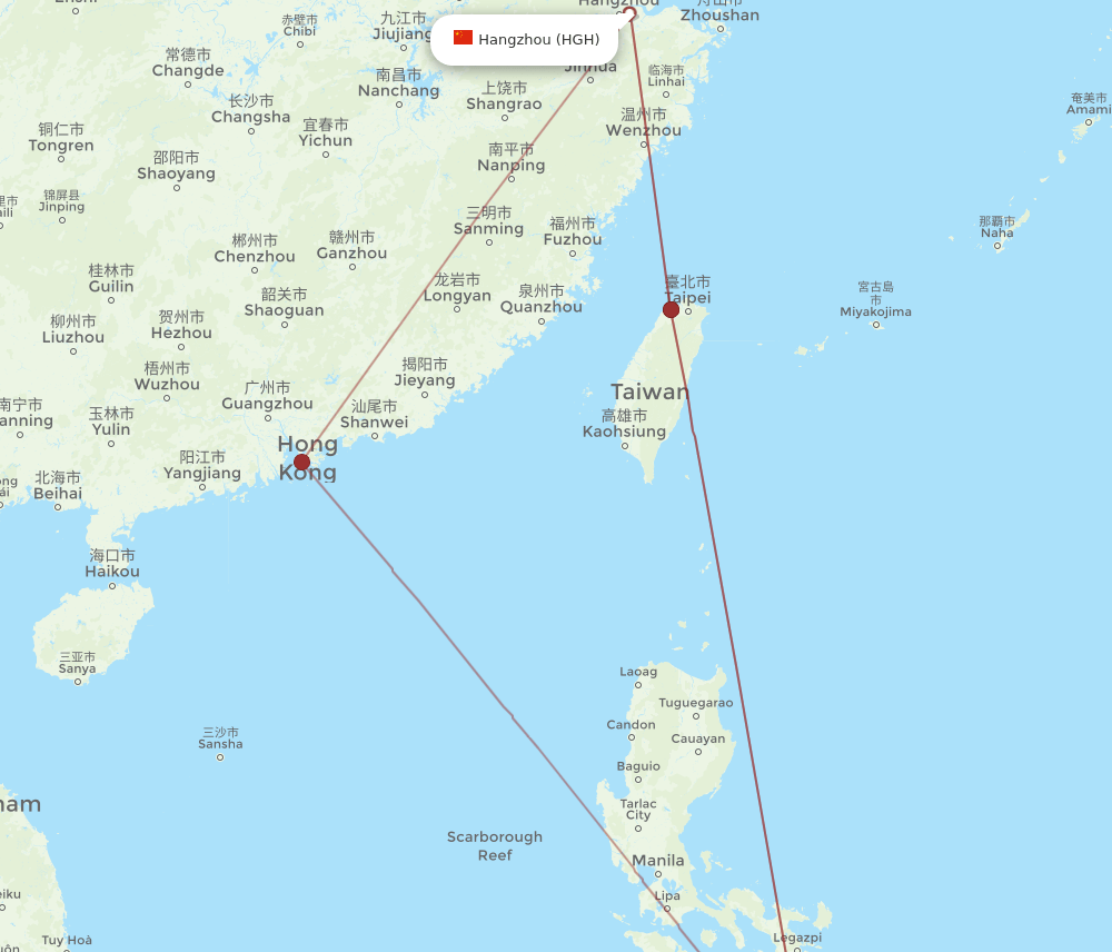 CEB-HGH flight routes