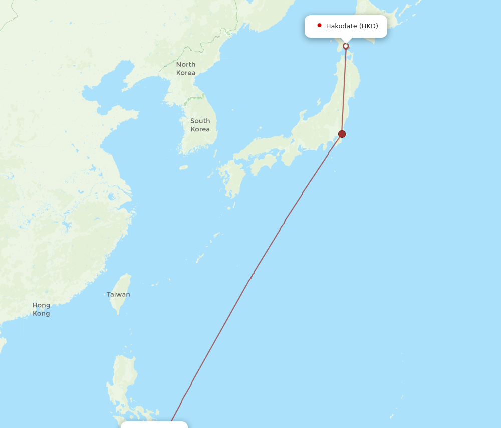 CEB to HKD flights and routes map