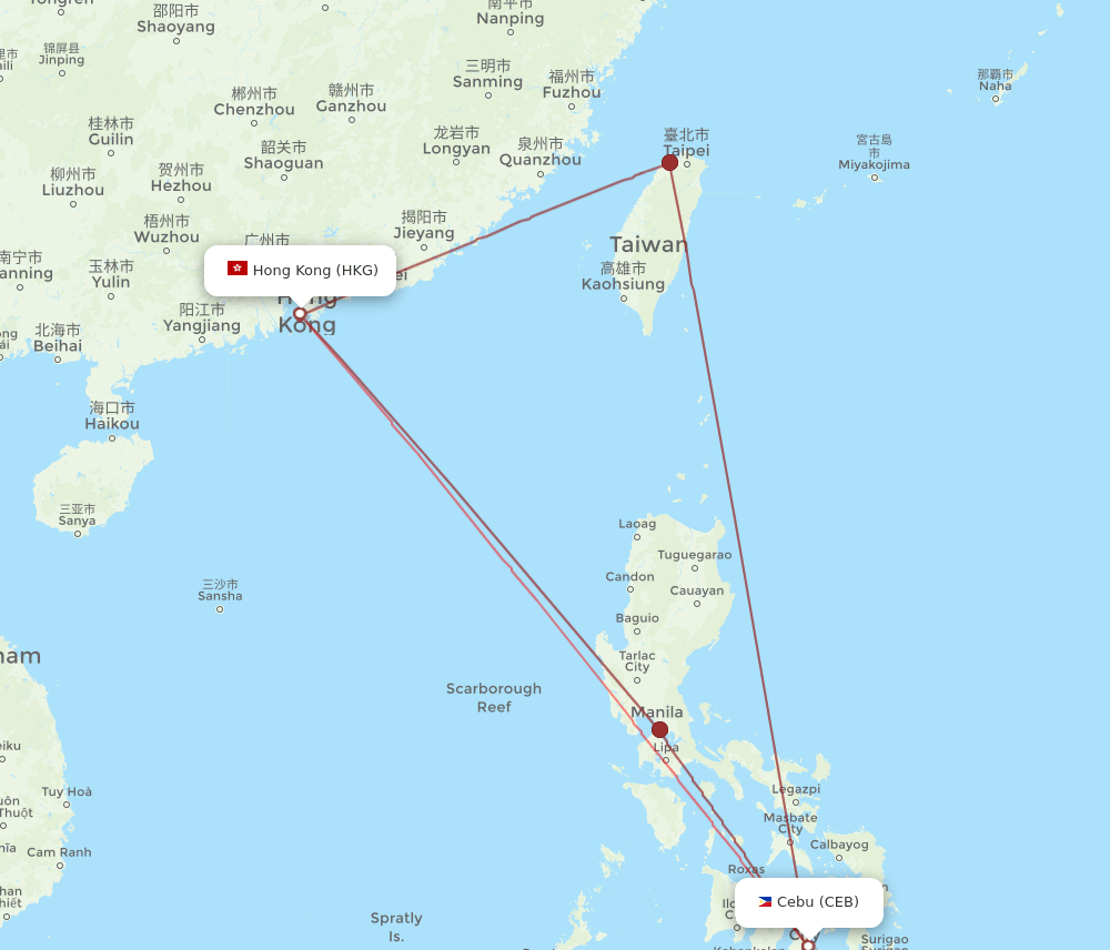 CEB-HKG flight routes